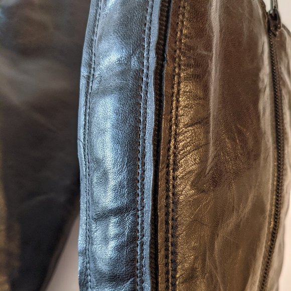 Corso Como Black Tall Leather Stiletto Heel Almond Toe Boots Women's Size 7 - Picture 5 of 15